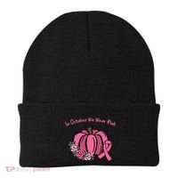 In October We War Pink Autumn Breast Cancer Beanie thumb 0