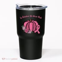In October We War Pink Autumn Breast Cancer Tumbler thumb 0