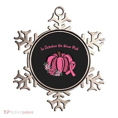 In October We War Pink Autumn Breast Cancer Ornament
