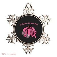 In October We War Pink Autumn Breast Cancer Ornament thumb 0