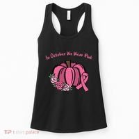 In October We War Pink Autumn Breast Cancer Women's Tank Top thumb 0