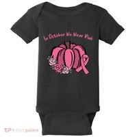 In October We War Pink Autumn Breast Cancer Baby Bodysuit thumb 0
