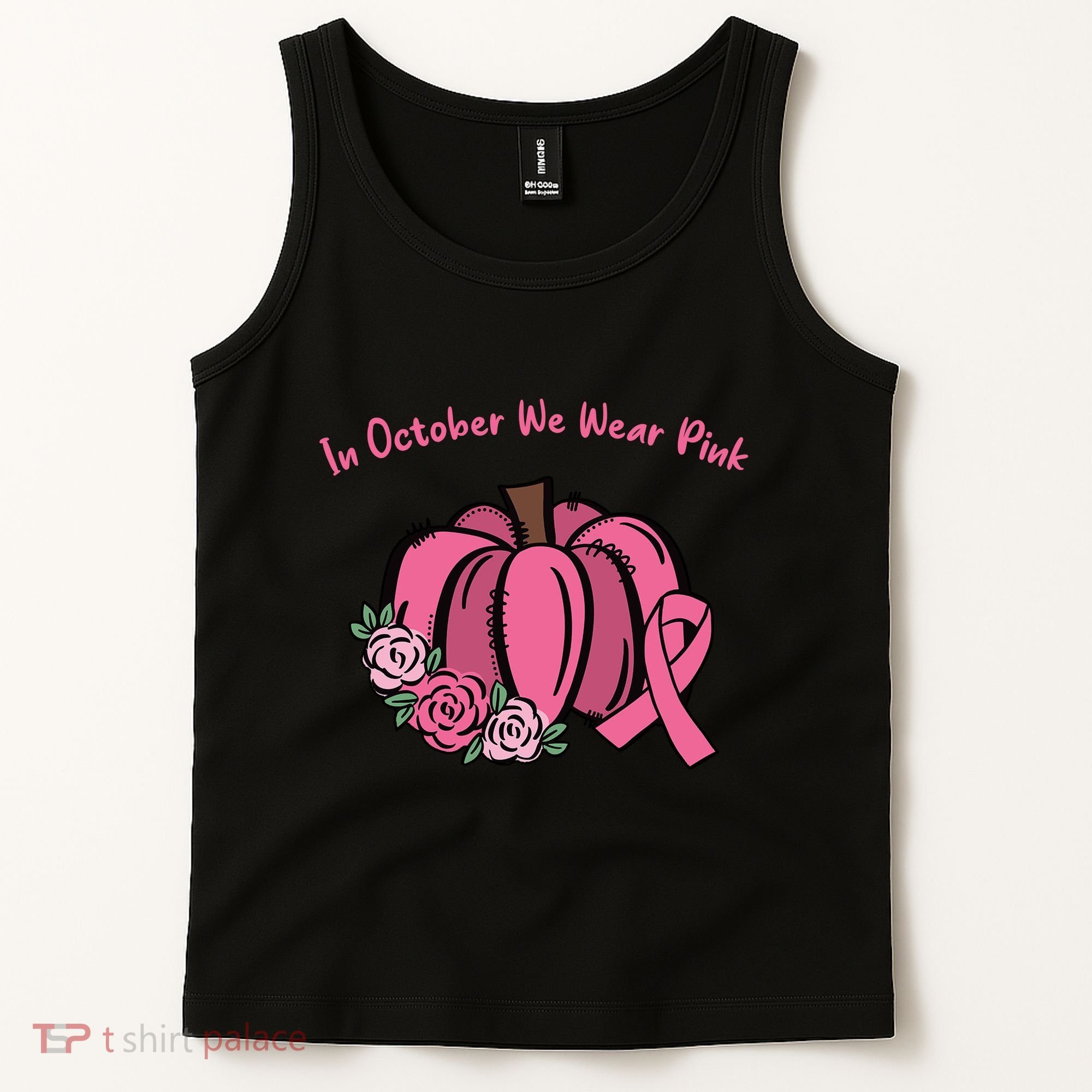 In October We War Pink Autumn Breast Cancer Tank Top