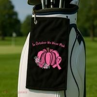 In October We War Pink Autumn Breast Cancer Golf Towel thumb 2