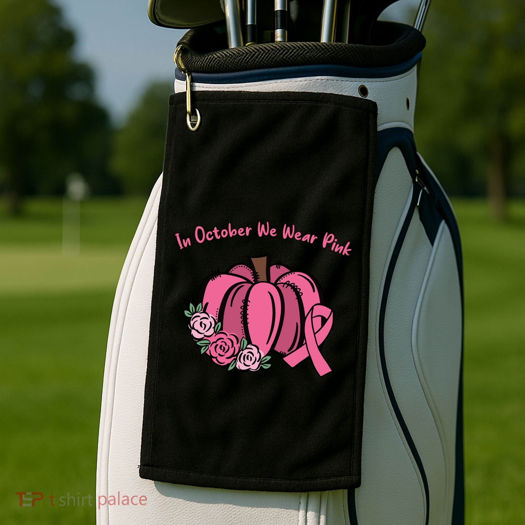 In October We War Pink Autumn Breast Cancer Golf Towel