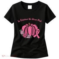 In October We War Pink Autumn Breast Cancer Women's T-Shirt thumb 0