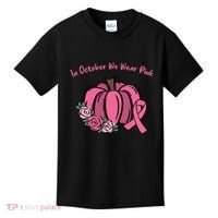In October We War Pink Autumn Breast Cancer Kids T-Shirt thumb 0