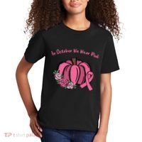 In October We War Pink Autumn Breast Cancer Kids T-Shirt thumb 2