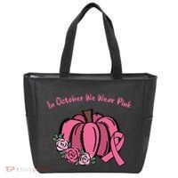 In October We War Pink Autumn Breast Cancer Tote Bag thumb 0