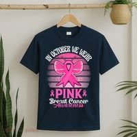 In October We Wear Pink Ribbon Breast Cancer Awareness T-Shirt thumb 2