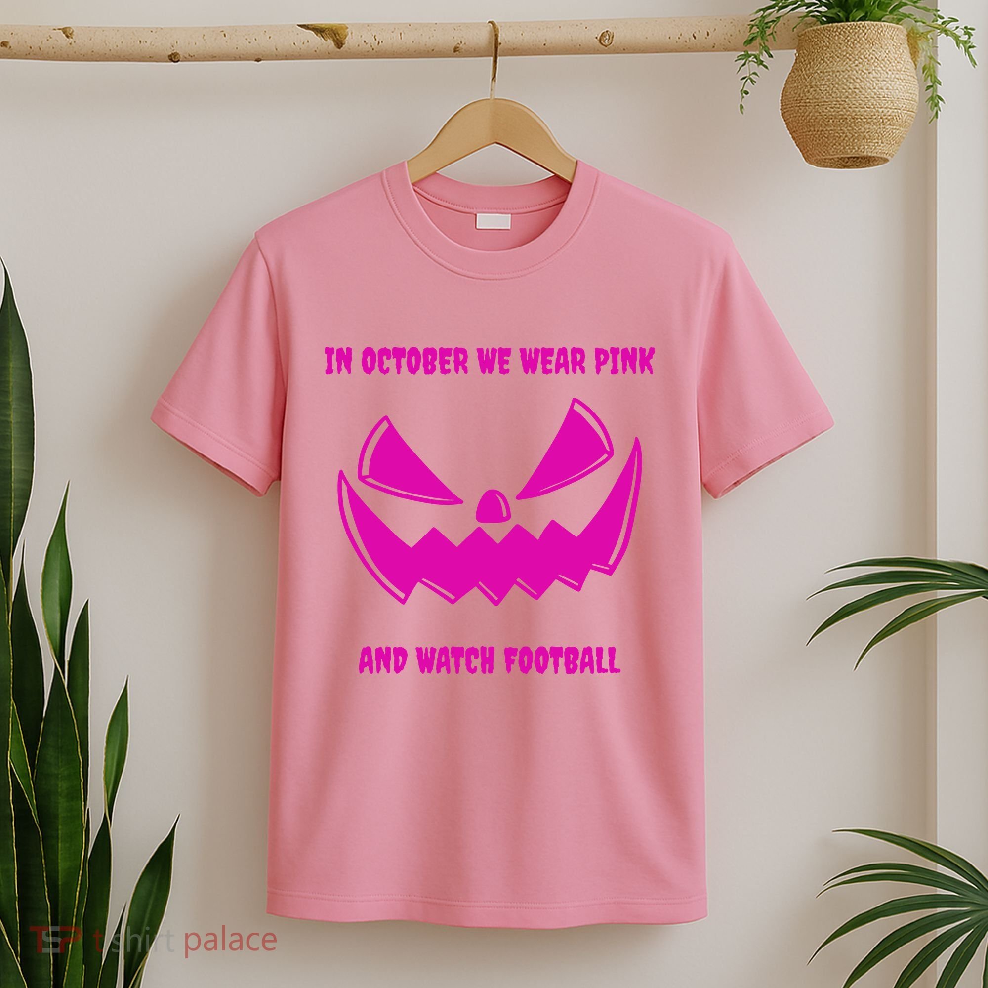 In October We Wear Pink And Watch Football Breast Cancer T-Shirt