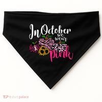 In October We Wear Pink Fall Autumn Support Breast Cancer USA-Made Doggie Bandana thumb 0