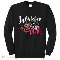 In October We Wear Pink Fall Autumn Support Breast Cancer Sweatshirt thumb 0