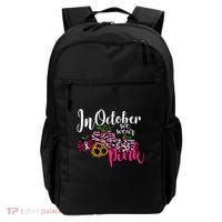 In October We Wear Pink Fall Autumn Support Breast Cancer Backpack thumb 0