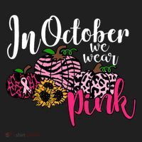 In October We Wear Pink Fall Autumn Support Breast Cancer Beanie thumb 2
