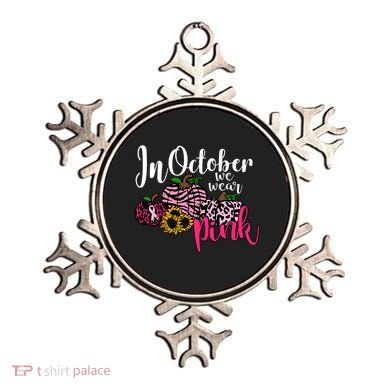 In October We Wear Pink Fall Autumn Support Breast Cancer Ornament