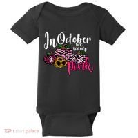 In October We Wear Pink Fall Autumn Support Breast Cancer Baby Bodysuit thumb 0