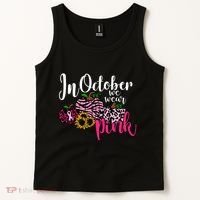 In October We Wear Pink Fall Autumn Support Breast Cancer Tank Top thumb 2