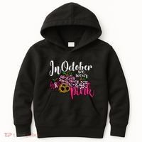 In October We Wear Pink Fall Autumn Support Breast Cancer Kids Hoodie thumb 0