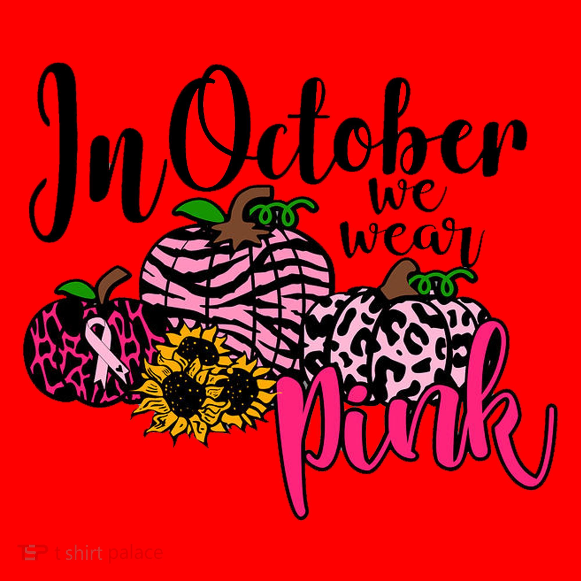 In October We Wear Pink Fall Autumn Support Breast Cancer Santa Hat