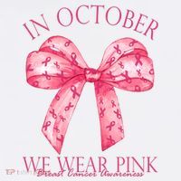In October We Wear Pink Breast Cancer Awareness Bow Ribbon Mousepad thumb 1