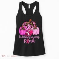 In October We Wear Pink Football Pumpkin Breast Cancer Women's Tank Top thumb 0