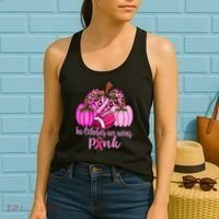 In October We Wear Pink Football Pumpkin Breast Cancer Women's Tank Top thumb 2