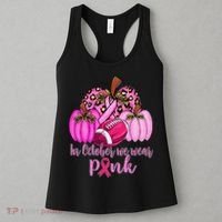 In October We Wear Pink Football Pumpkin Breast Cancer Women's Tank Top thumb 3