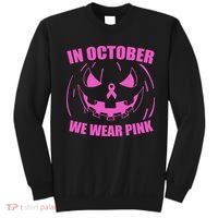 In October We Wear Pink Breast Cancer Halloween Sweatshirt thumb 0