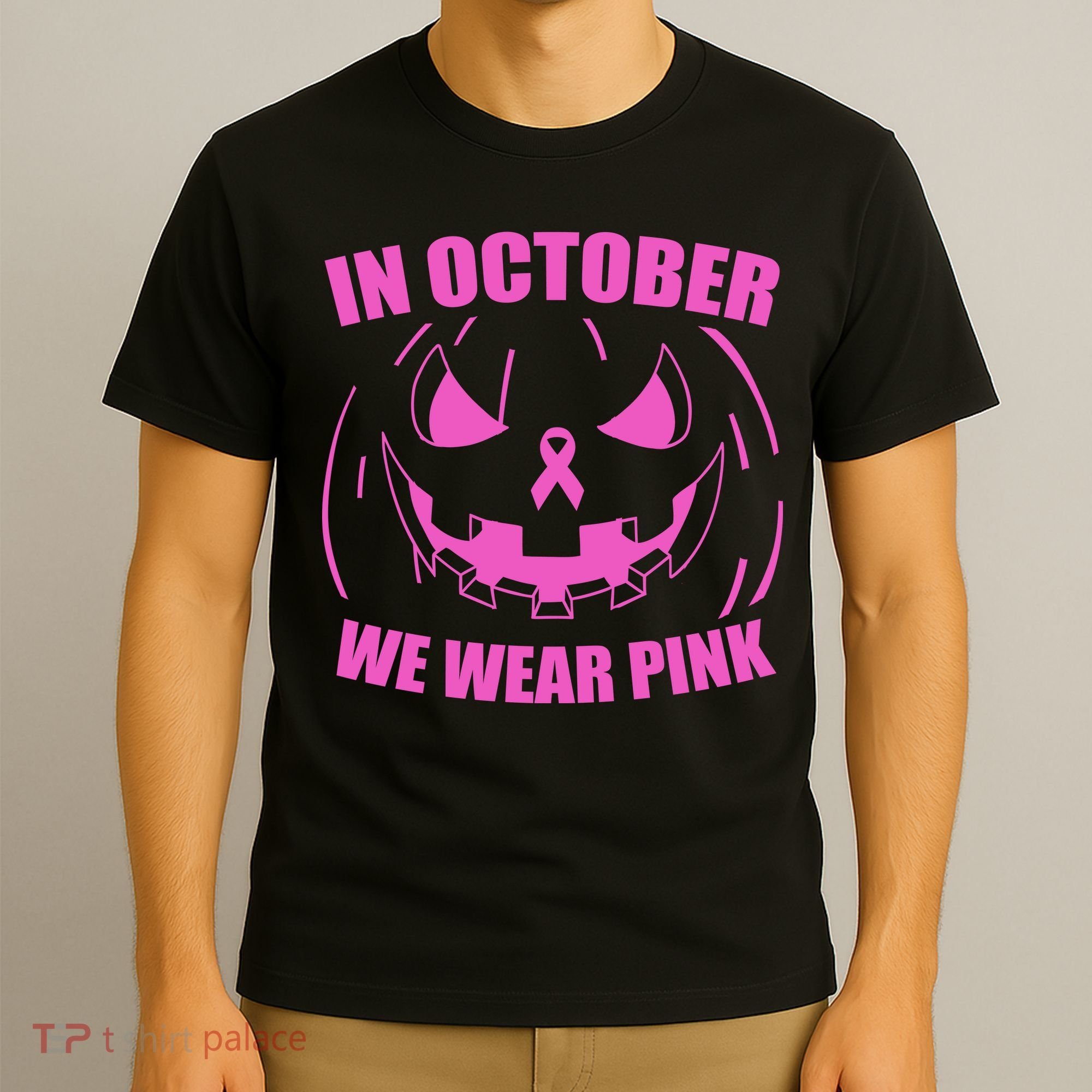 In October We Wear Pink Breast Cancer Halloween T-Shirt