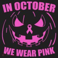 In October We Wear Pink Breast Cancer Halloween Beanie thumb 2