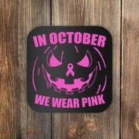 In October We Wear Pink Breast Cancer Halloween Coaster thumb 0