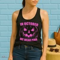 In October We Wear Pink Breast Cancer Halloween Women's Tank Top thumb 2
