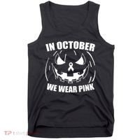 In October We Wear Pink Halloween Breast Cancer Tank Top thumb 0