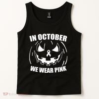 In October We Wear Pink Halloween Breast Cancer Tank Top thumb 2