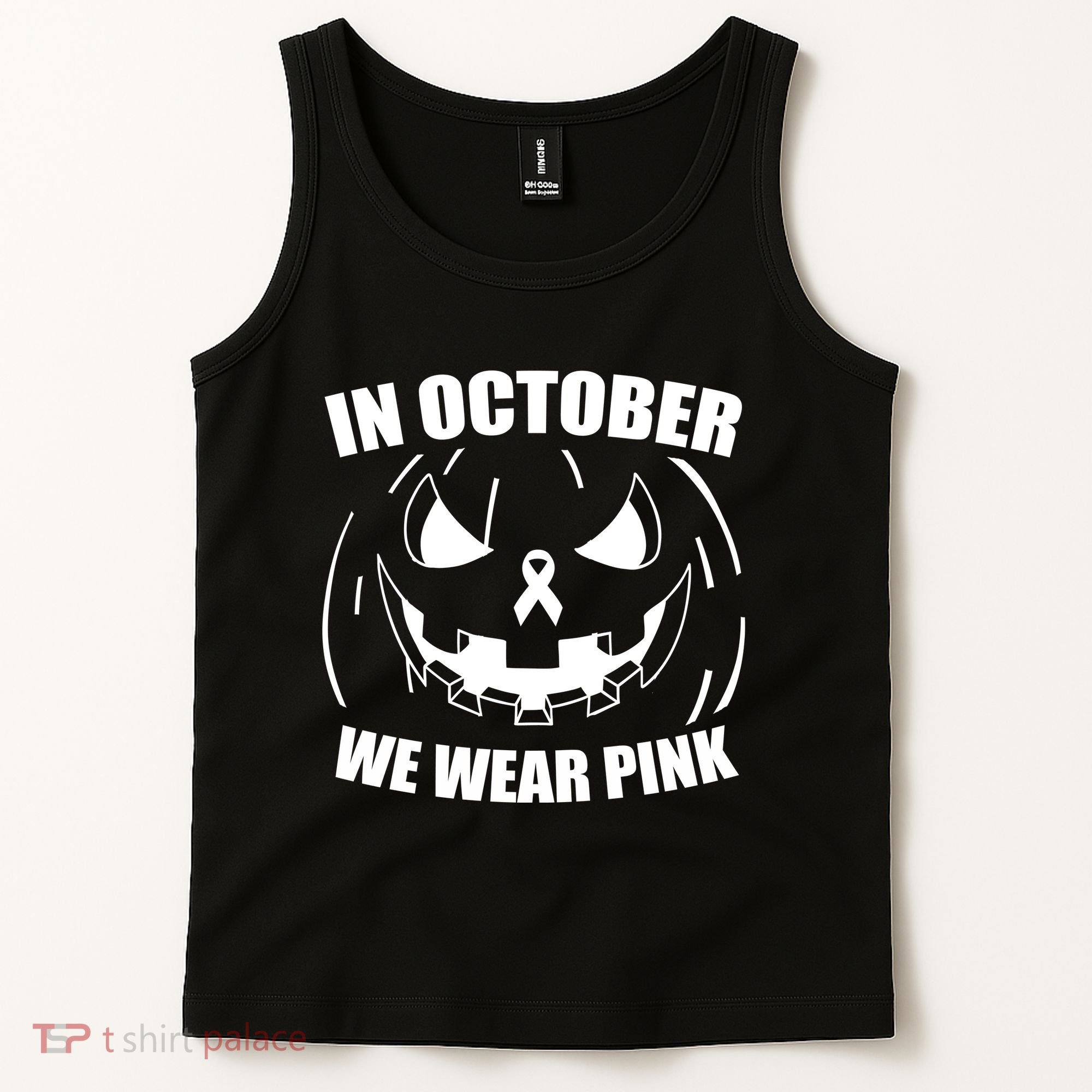 In October We Wear Pink Halloween Breast Cancer Tank Top