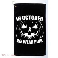 In October We Wear Pink Halloween Breast Cancer Golf Towel thumb 0
