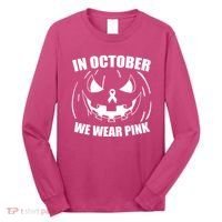 In October We Wear Pink Halloween Breast Cancer Long Sleeve Shirt thumb 0