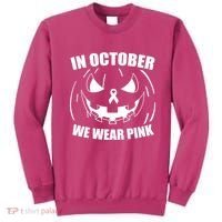 In October We Wear Pink Halloween Breast Cancer Sweatshirt thumb 0