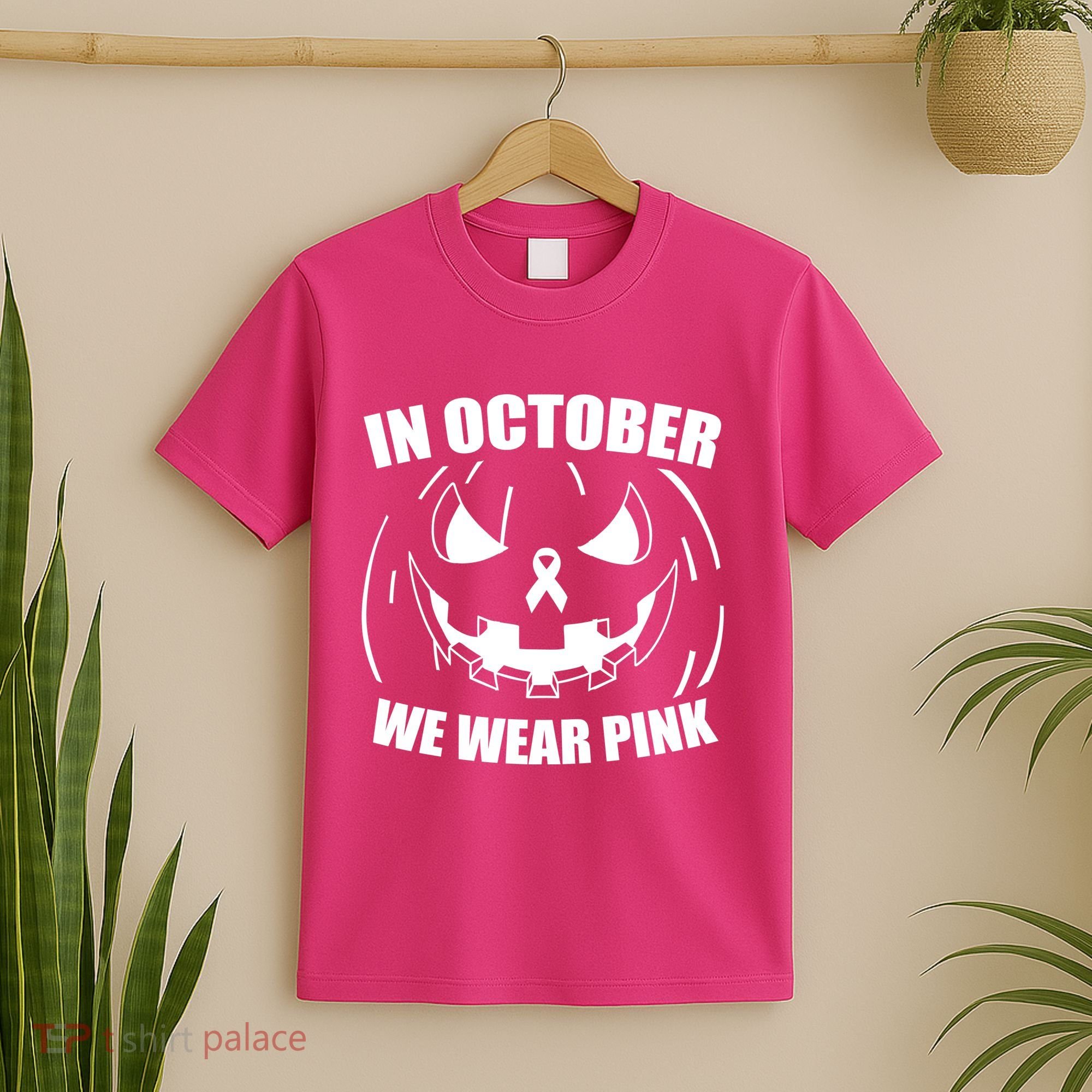 In October We Wear Pink Halloween Breast Cancer T-Shirt