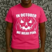 In October We Wear Pink Halloween Breast Cancer T-Shirt thumb 3