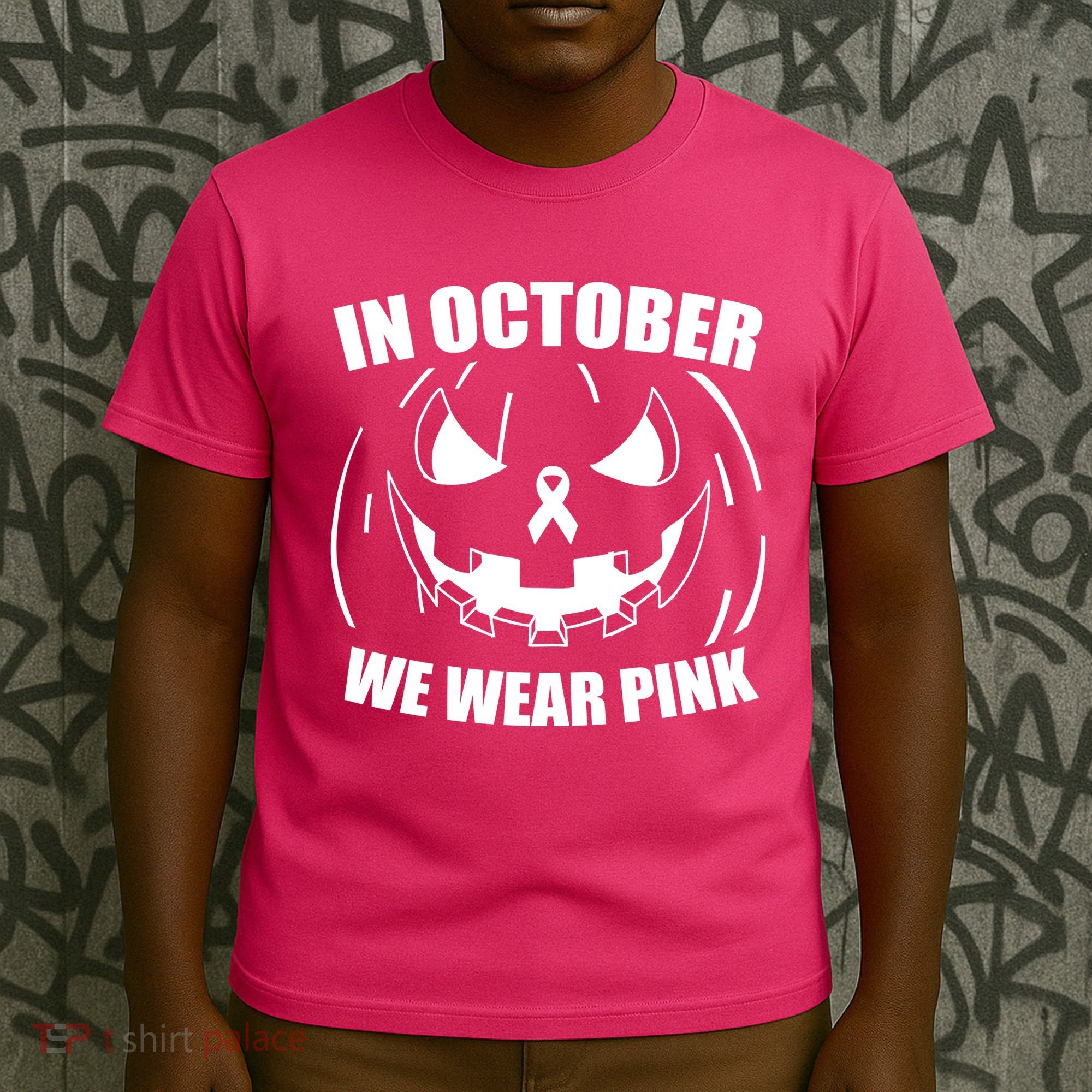 In October We Wear Pink Halloween Breast Cancer T-Shirt