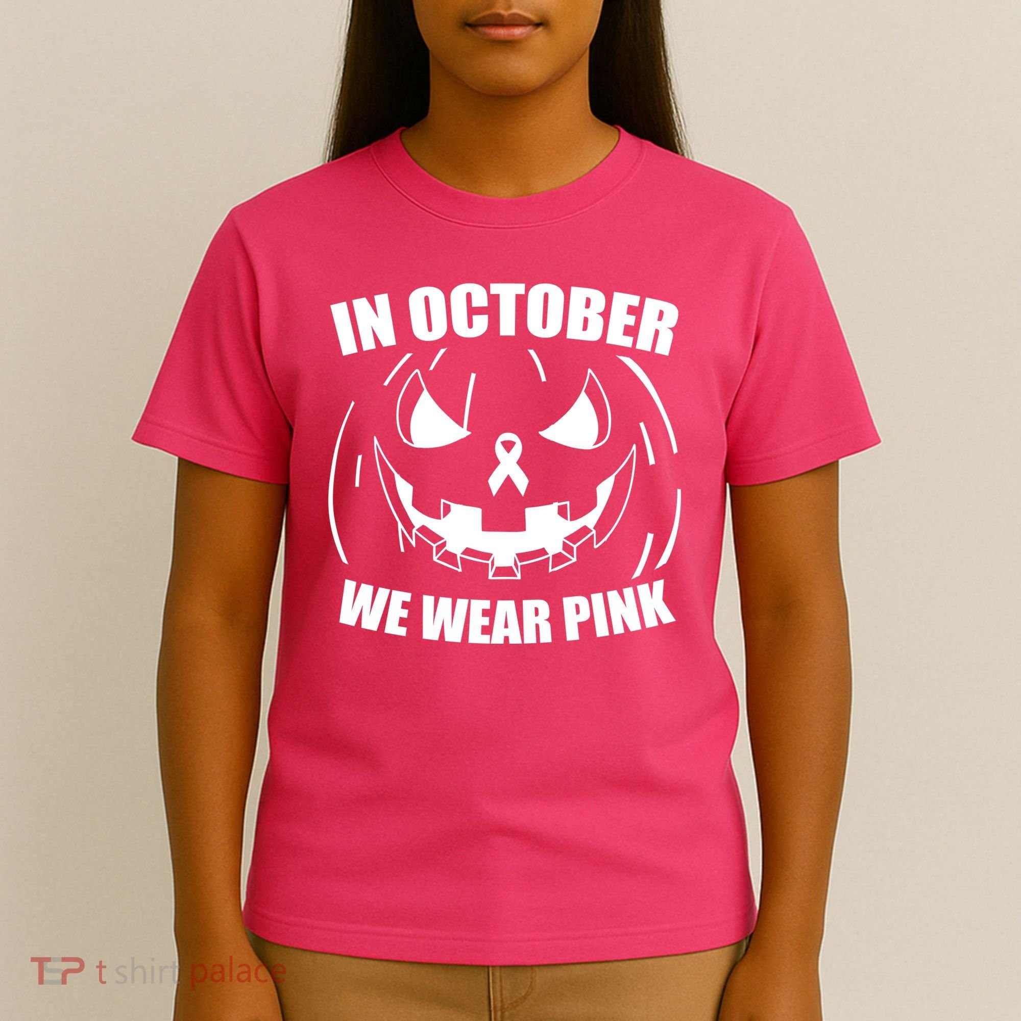 In October We Wear Pink Halloween Breast Cancer T-Shirt