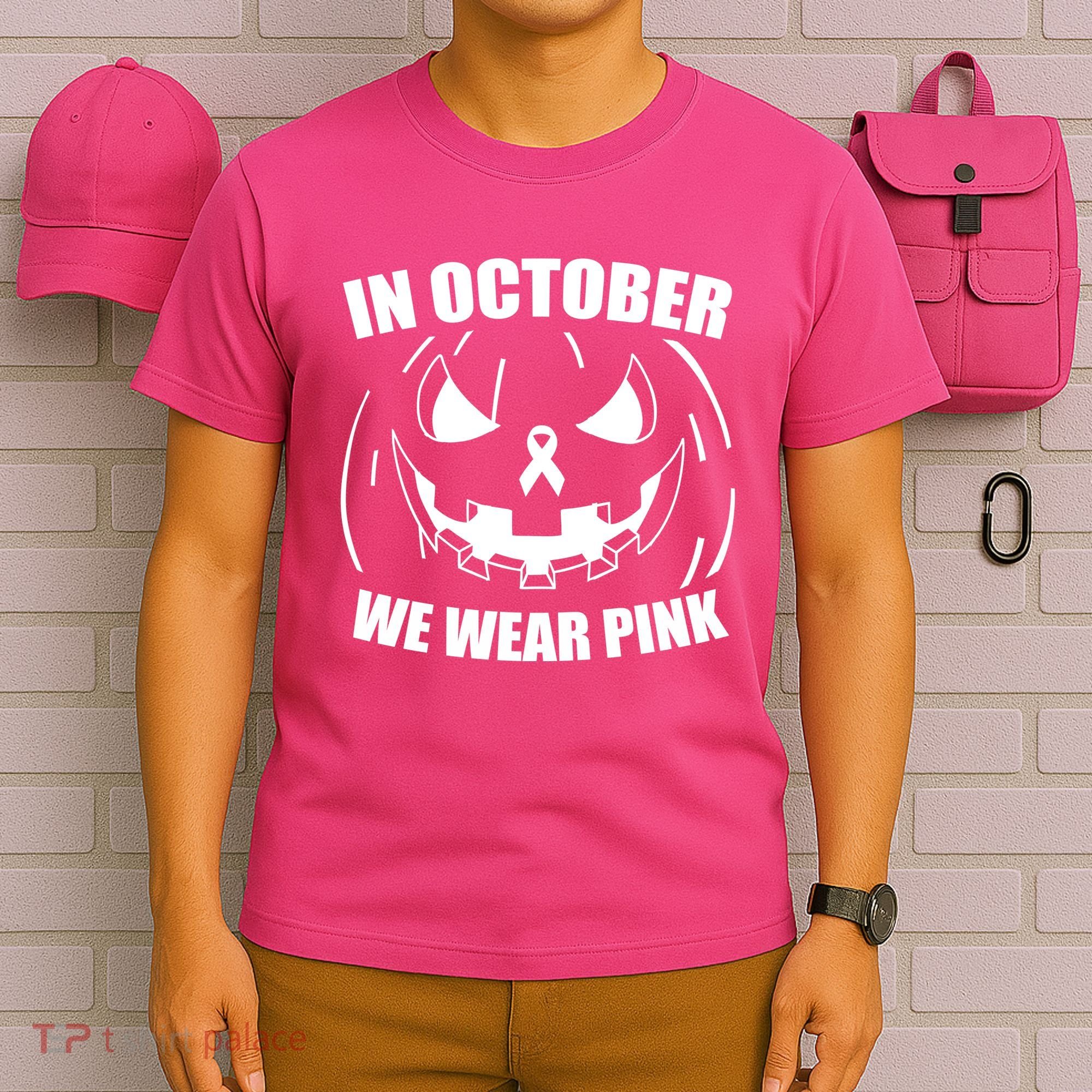 In October We Wear Pink Halloween Breast Cancer T-Shirt