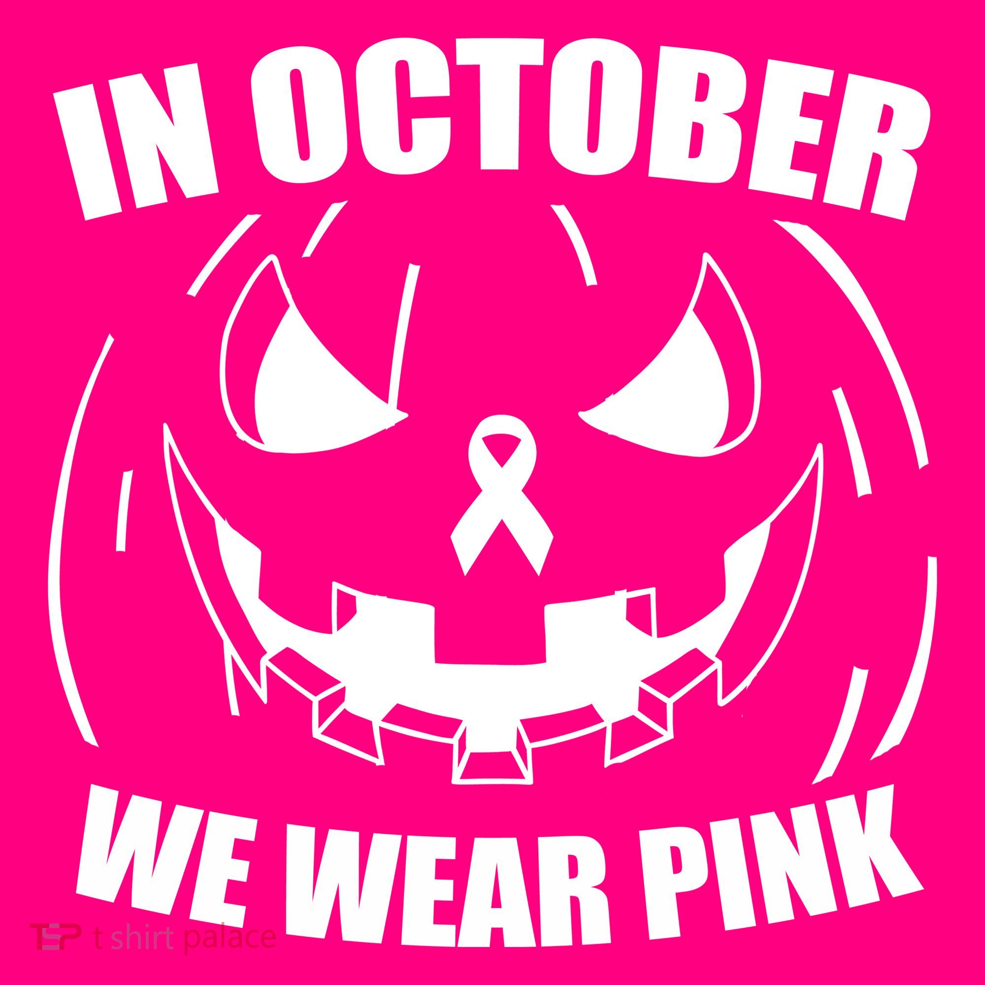 In October We Wear Pink Halloween Breast Cancer Button