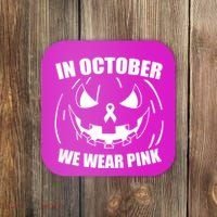In October We Wear Pink Halloween Breast Cancer Coaster thumb 0