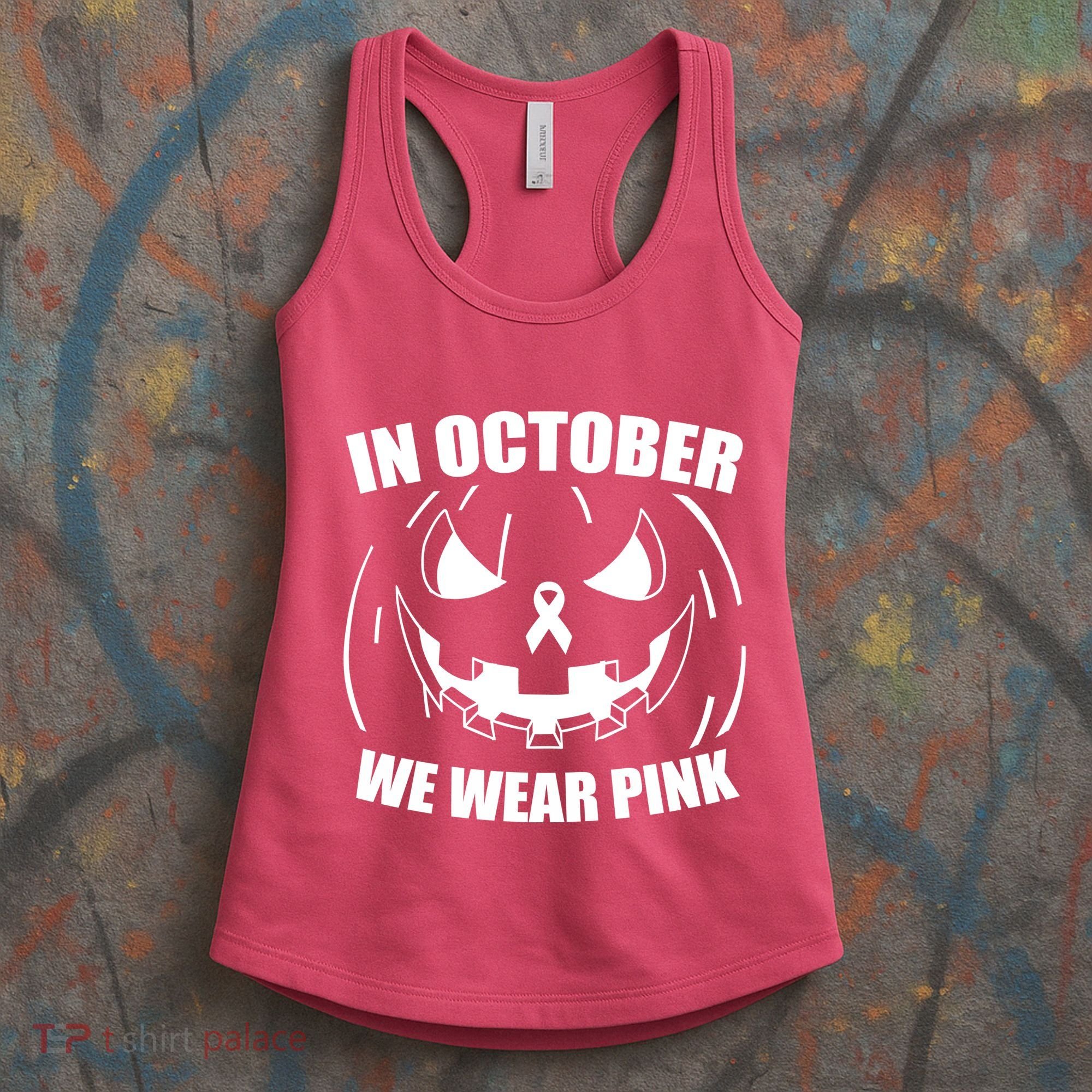 In October We Wear Pink Halloween Breast Cancer Women's Tank Top