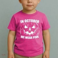 In October We Wear Pink Halloween Breast Cancer Toddler T-Shirt thumb 2