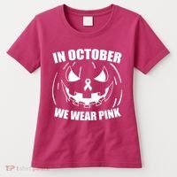 In October We Wear Pink Halloween Breast Cancer Women's T-Shirt thumb 0