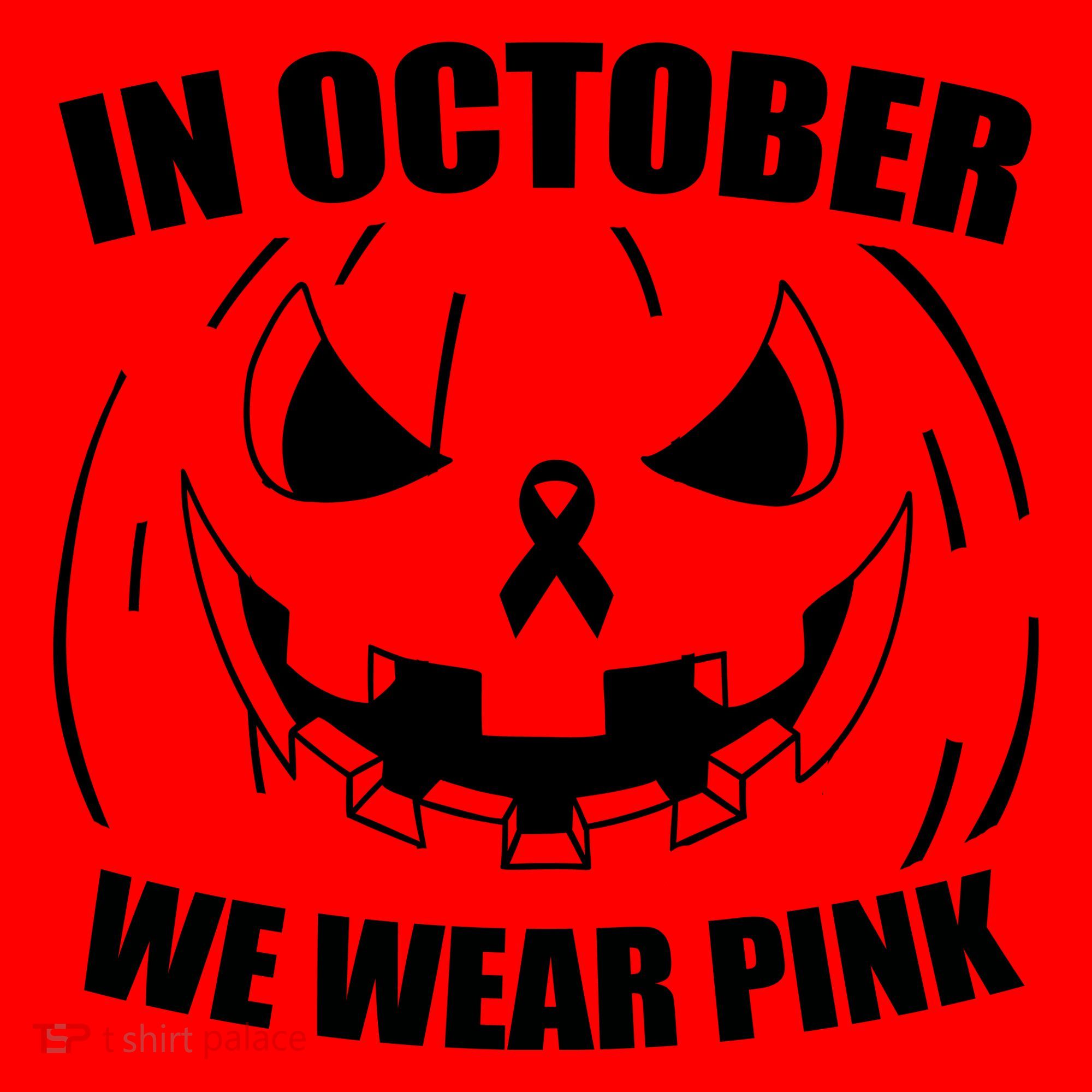 In October We Wear Pink Halloween Breast Cancer Santa Hat